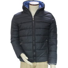 Shenzhen hiver coupe-vent thermique polyester / coton rembourré à capuche bleu loisirs veste extérieure